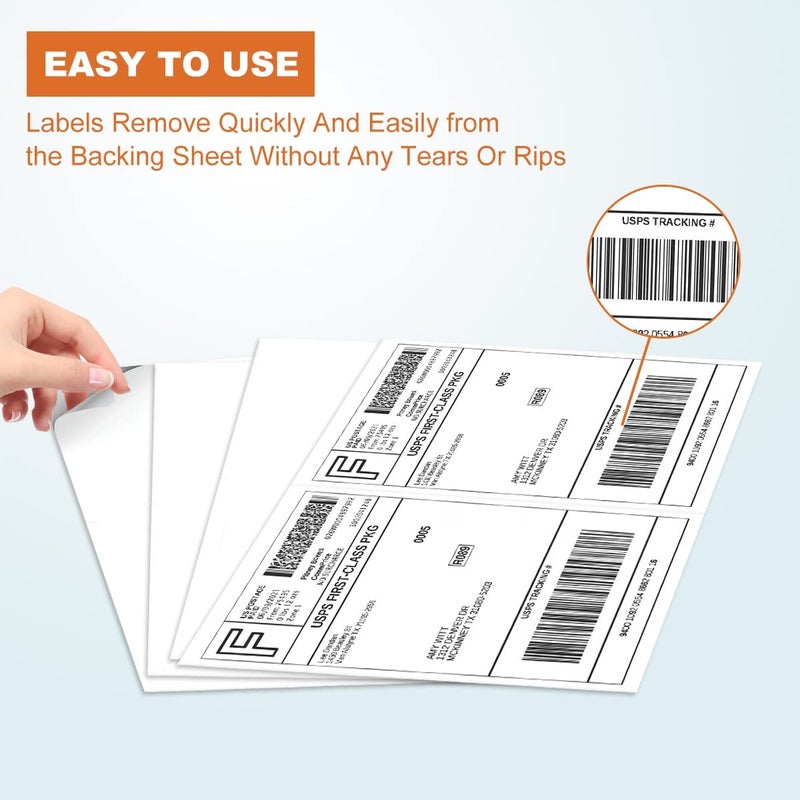 BESTEASY 200 Half Sheet Self Adhesive Shipping Labels, Laser/Ink Jet White Blank Shipping Labels 8.5" x 5.5" Address Labels (100 Sheet Total 200 Labels) - Image 4